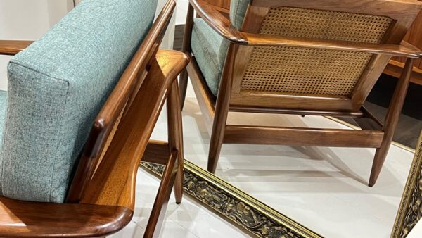 Wrap-Around PARKER Armchair with Rattan Back -RARE