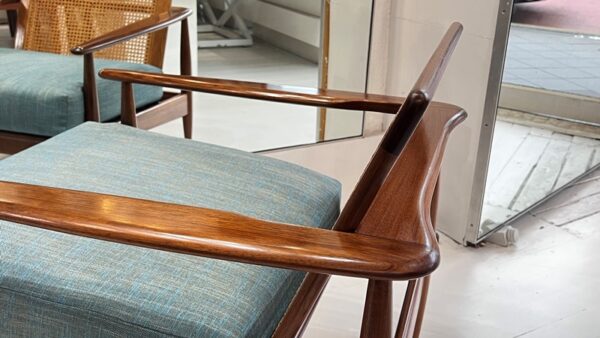 Wrap-Around PARKER Armchair with Rattan Back -RARE - Image 5