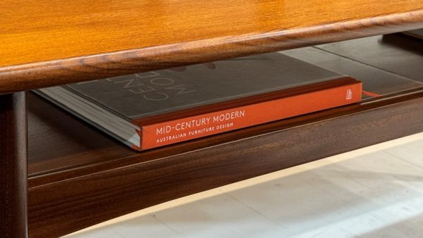 Rare Danish Mid-Century Coffee Table with Twin Extendable magazine shelves - Image 7