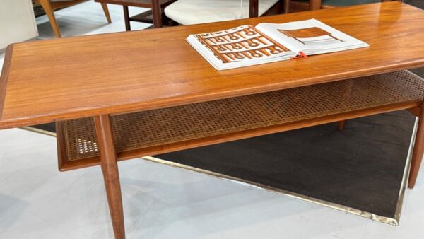 Parker XL Nordic Coffee Table with Rattan Shelf