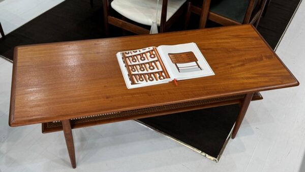 Parker XL Nordic Coffee Table with Rattan Shelf - Image 5